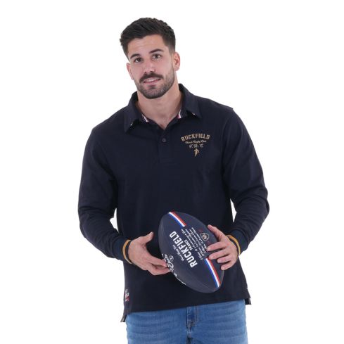 Polo a maniche lunghe French Rugby Club blu navy - Ruckfield