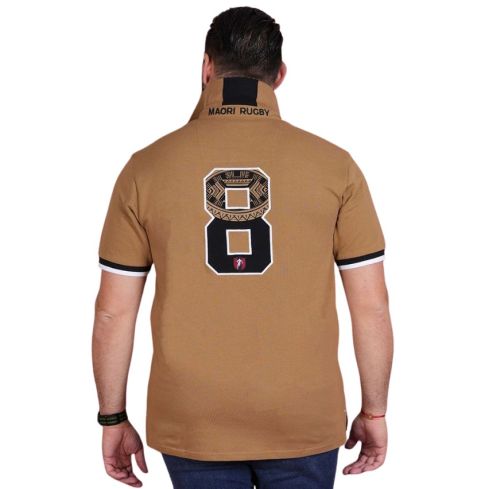 Polo da rugby Maori a maniche corte Beige Scuro – Ruckfield