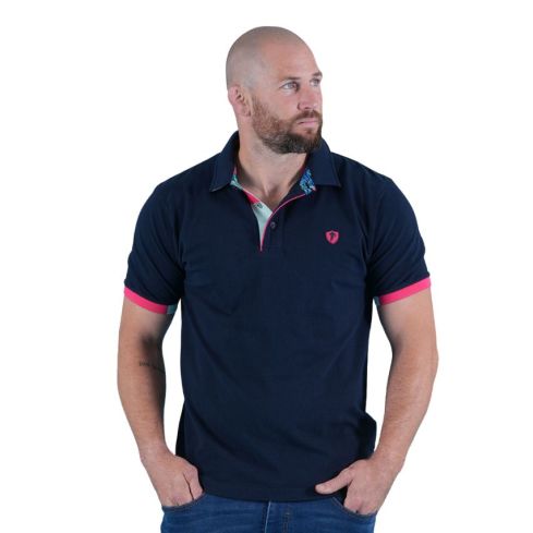 Polo a maniche corte blu navy Tropical Rugby - Ruckfield