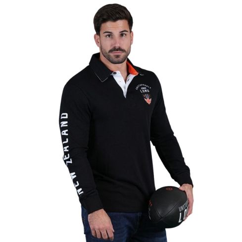 Polo Manica Lunga Rugby Jonah Lomu Nero - Ruckfield