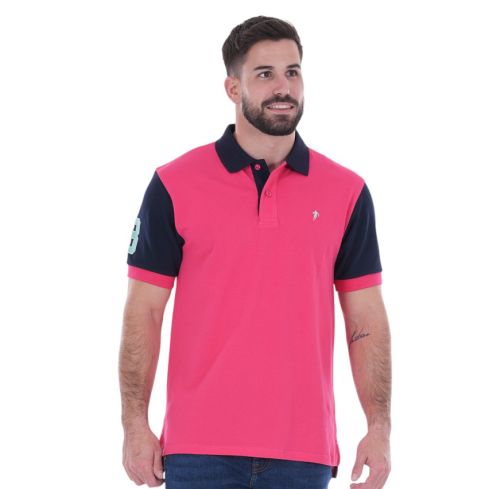 Polo Rugby Maniche Corte Bicolore fucsia / blu marino - Ruckfield