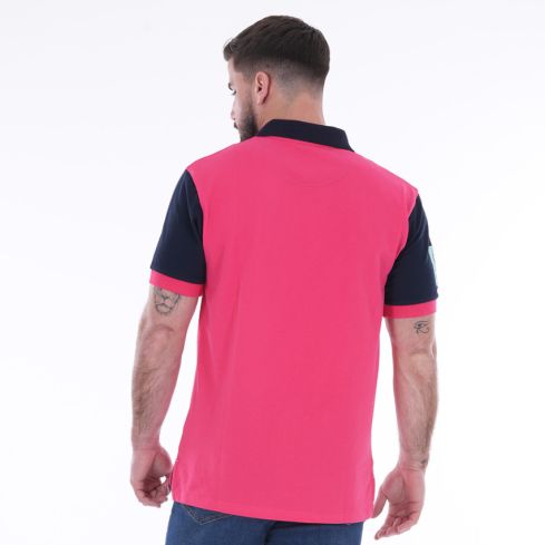 Polo Rugby Maniche Corte Bicolore fucsia / blu marino - Ruckfield
