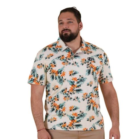 Polo Rugby Maniche Corte Palm Beach Bianco Sporco con Stampa - Ruckfield