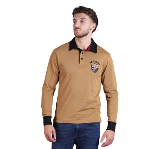 Polo Rugby manica lunga Maori Beige scuro - Ruckfield