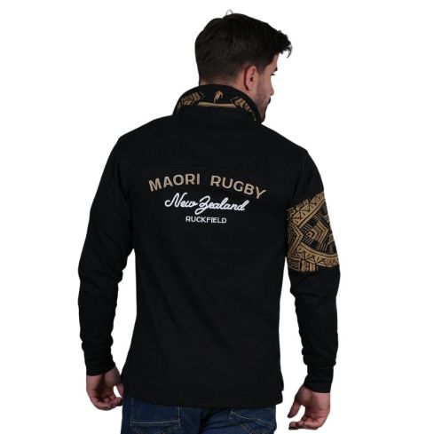 Polo Rugby manica lunga Maori Nero - Ruckfield