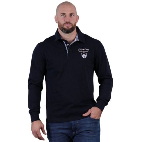Polo Rugby manica lunga Members Club House Blu Navy - Ruckfield