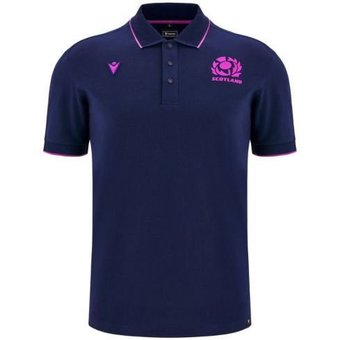 Polo da Viaggio Giocatore Rugby Scozia Blu Navy 2025/2026 - Macron