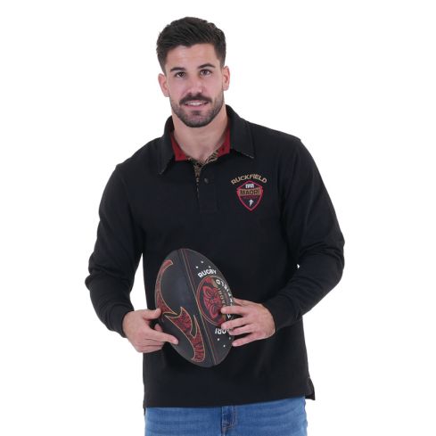 Polo a maniche lunghe Maori Rugby nero - Ruckfield