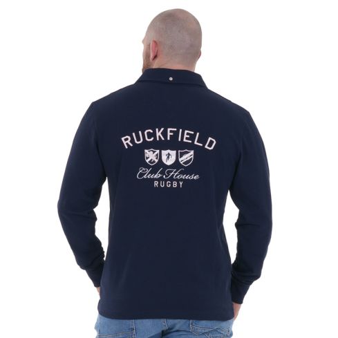 Polo a maniche lunghe blu navy Members Club House Rugby - Ruckfield