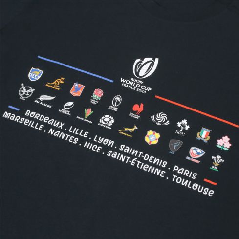 T-shirt rugby da donna 20 nazioni impilate Coppa del mondo Francia 2023 blu navy - Sportfolio