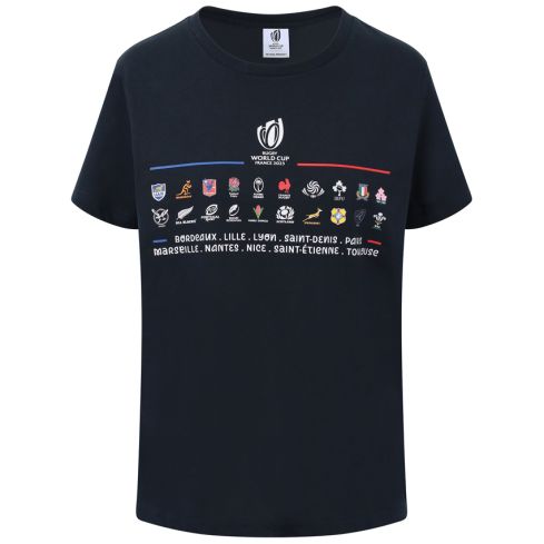 T-shirt Rugby Femme 20 Nations Stacked Coupe du Monde France 2023 Bleu Marine - Sportfolio