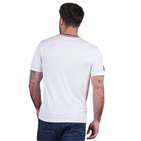 T-shirt Rugby Collo V Tricolore Bio Bianco - Ruckfield