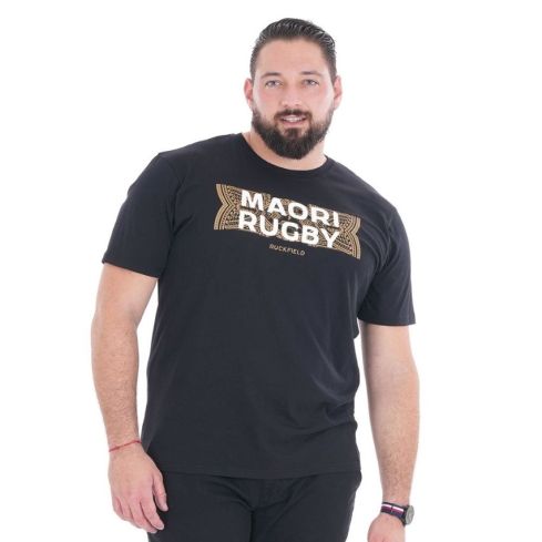T-shirt da Rugby Maori a Maniche Corte Ruckfield Nera