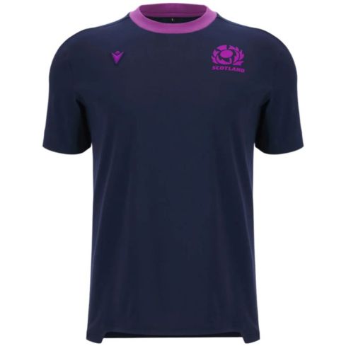 T-shirt da Viaggio Rugby Scozia Blu Navy 2025/2026 - Macron